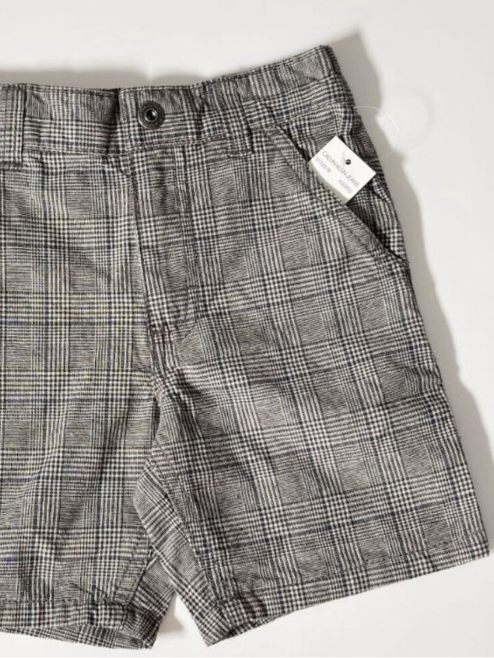 NWT Calvin Klein Jeans Toddler Boys Plaid Shorts Size 24M Gray Checked